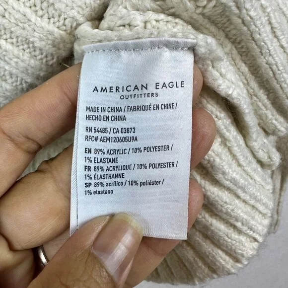 American Eagle Cream Knit Pullover Sweater 3D Print Womens Size S Grandmacore - Picture 8 of 11